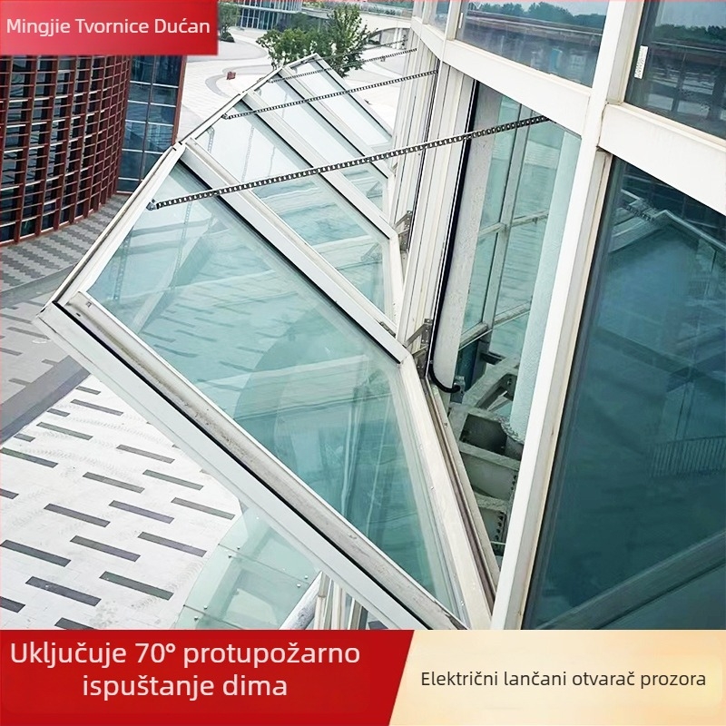 Električni otvarač prozora s daljinskim upravljanjem, bez bušenja, ispuštanje dima, sukladno protupožarnim sigurnosnim zahtjevima