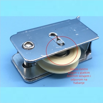 Model 757 uski kotač za aluminijske klizne vrata i prozore, materijal krom + nylon, debljina zida 1,2 mm, promjer osovine 1 mm