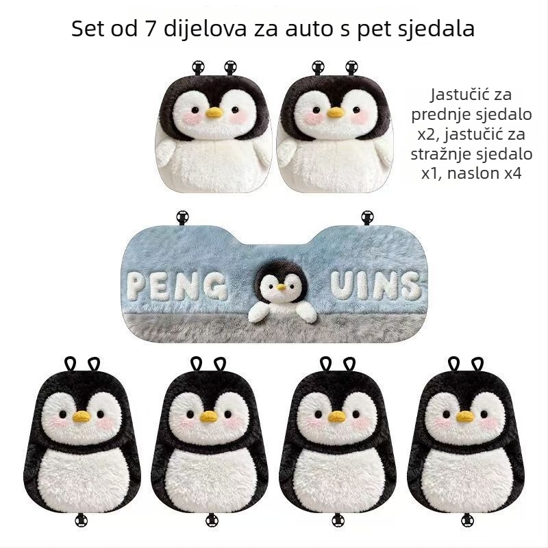 Karikatura jastuk za sjedalo automobila – imitacija ovčje vune, poliestersko vlakno, karikatūra uzorak, nepravilan oblik, pranje vodom