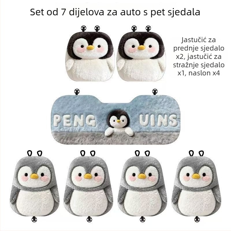 Karikatura jastuk za sjedalo automobila – imitacija ovčje vune, poliestersko vlakno, karikatūra uzorak, nepravilan oblik, pranje vodom