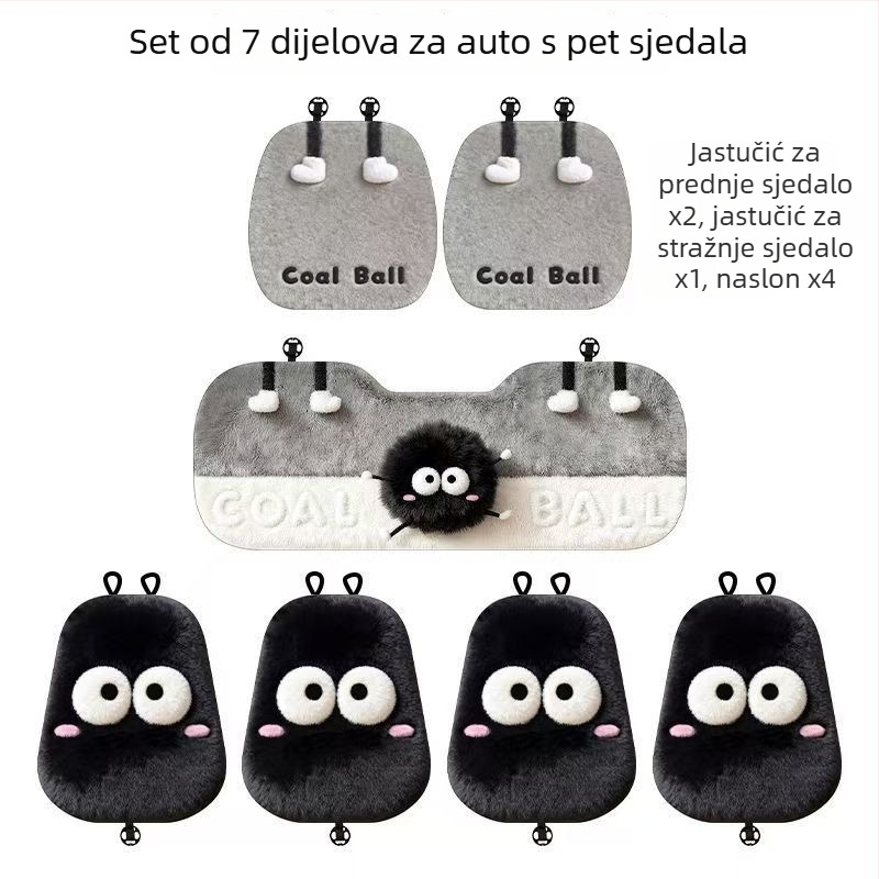 Karikatura jastuk za sjedalo automobila – imitacija ovčje vune, poliestersko vlakno, karikatūra uzorak, nepravilan oblik, pranje vodom
