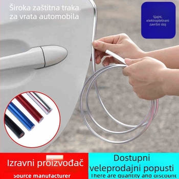 Traka za zaštitu rubova vrata automobila, protiv ogrebotina i naleta, elektroplatirani sjajni rub vrata, skrivena montaža, PVC