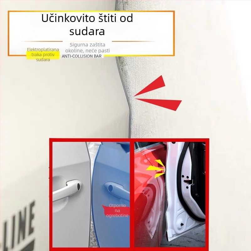 Traka za zaštitu rubova vrata automobila, protiv ogrebotina i naleta, elektroplatirani sjajni rub vrata, skrivena montaža, PVC