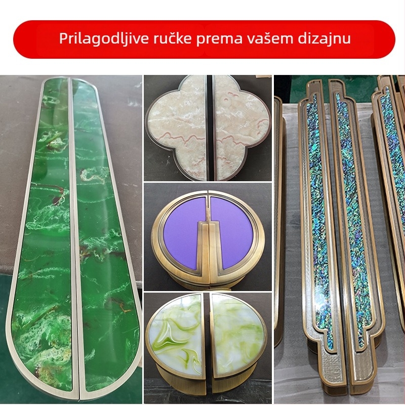 Kuka za vrata za dvostruka vrata – imitacija jade, uložak od abalona školjke, za hotele i vile, model 10228, branda Xing Lei