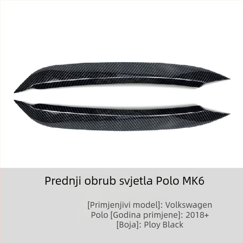 ABS prednje obrubne naljepnice za Volkswagen Polo Mk6 2019+, marka AMP-Z, prilagodljiva vanjska modifikacija