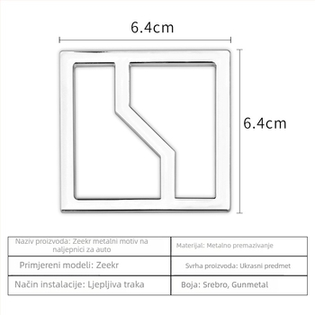 Naljepnice za karoseriju automobila | Metalni 3D elektroplakirani logo za bočno trokutasto staklo; Materijal: 3D stereo naljepnice; Uzorak: Brand LOGO; Ugradnja: ljepilo