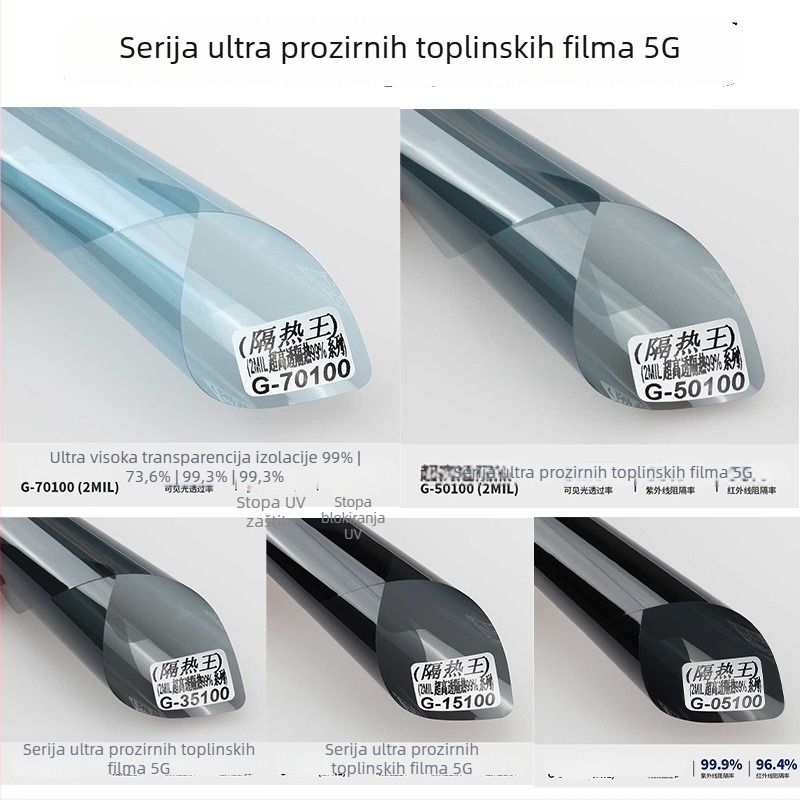 Auto film za stakla s izolacijom i UV zaštitom, otporan na eksplozije, potpuno pokrivanje vozila, rola