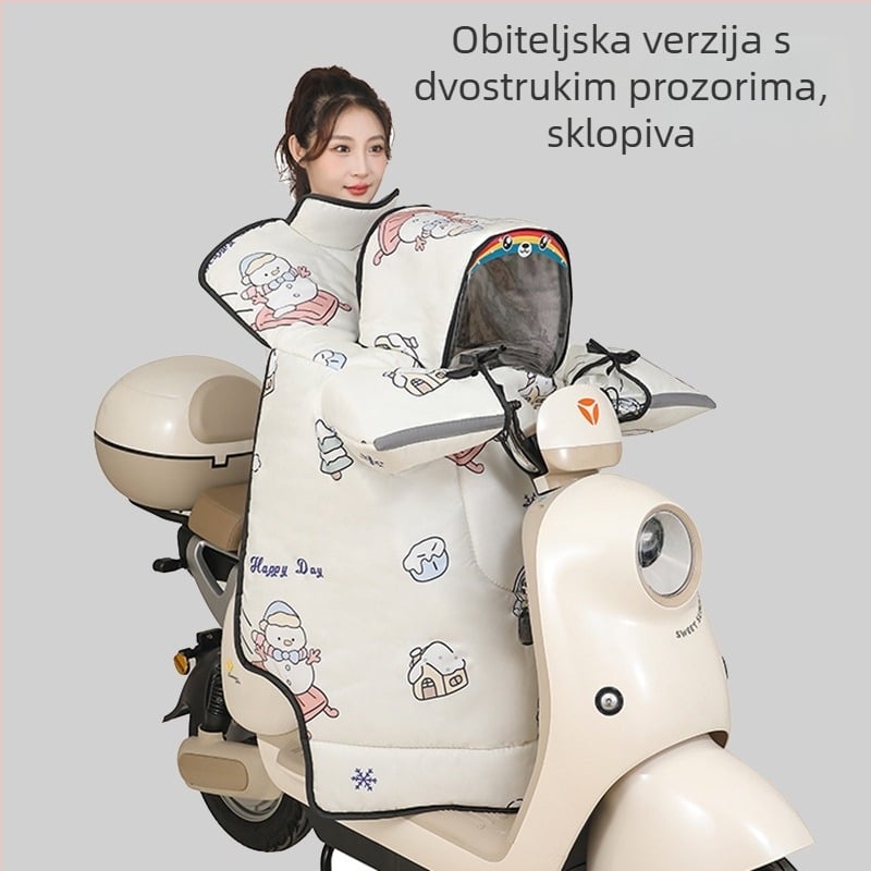 Pokrov za dječje električno vozilo u stilu roditelj-dijete, otporan na vjetar, zimska fleece podstava, PVC, vodootporan