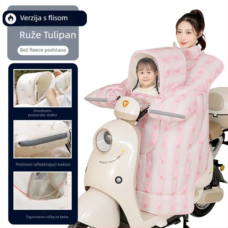 Pokrov za dječje električno vozilo u stilu roditelj-dijete, otporan na vjetar, zimska fleece podstava, PVC, vodootporan