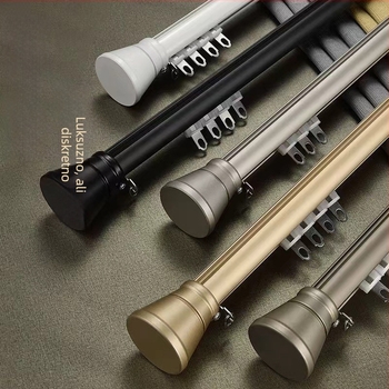 Set vodilica za zavjese s aluminijskom legurom, monorail za bay window, tih rad, dvostruka tračnica (Brand: Amami; Materijal: aluminijska legura; Prilagodljivo: Da; Stil: Moderan i minimalisticki)