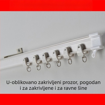 Zakrivljena tračnica za zavjese s vanjskim slojem od nano plastike i čeličnim jezgrom, Nano Soft Steel Bending Rail, pribor za montažu s ležajem i brtvenim dijelom, pogodna za sve vrste zavjesa