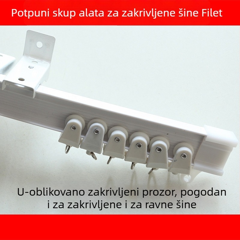 Zakrivljena tračnica za zavjese s vanjskim slojem od nano plastike i čeličnim jezgrom, Nano Soft Steel Bending Rail, pribor za montažu s ležajem i brtvenim dijelom, pogodna za sve vrste zavjesa