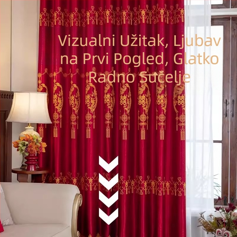 Izšivena poliester zavjesa za prozor, za vjenčanje/novi dom, blokiranje svjetla 70–90%, moderni minimalistički stil, usluga instalacije dostupna