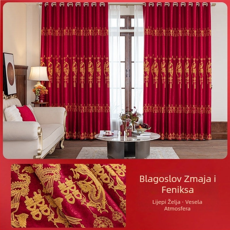 Izšivena poliester zavjesa za prozor, za vjenčanje/novi dom, blokiranje svjetla 70–90%, moderni minimalistički stil, usluga instalacije dostupna