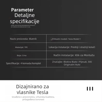 Tesla Model Y Prednji blatnik za kotač – specijalni plastični blatnik, 2021–
