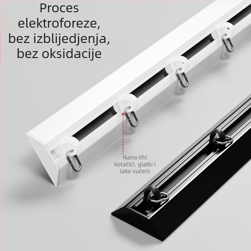 Vodilica zavjesa za erker prozor, ultra-tanka nevidljiva vodilica, aluminijska legura, V-oblik vodilica, dekorativni brtveni kolutici, za zavjese za vješanje, tihi rad