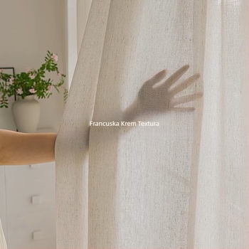 Poluprozirne zavjese kremaste boje, francuski stil, prozračne, za spavaću sobu i dnevni boravak