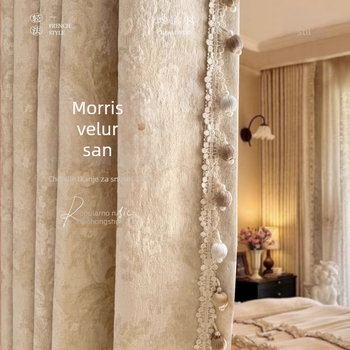 Morris Flower zavjese, Francuski stil za dnevni boravak i spavaću sobu, luksuzna poliester jacquard tkanina s visokim zatamnjenjem