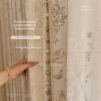 Morris Flower zavjese, Francuski stil za dnevni boravak i spavaću sobu, luksuzna poliester jacquard tkanina s visokim zatamnjenjem