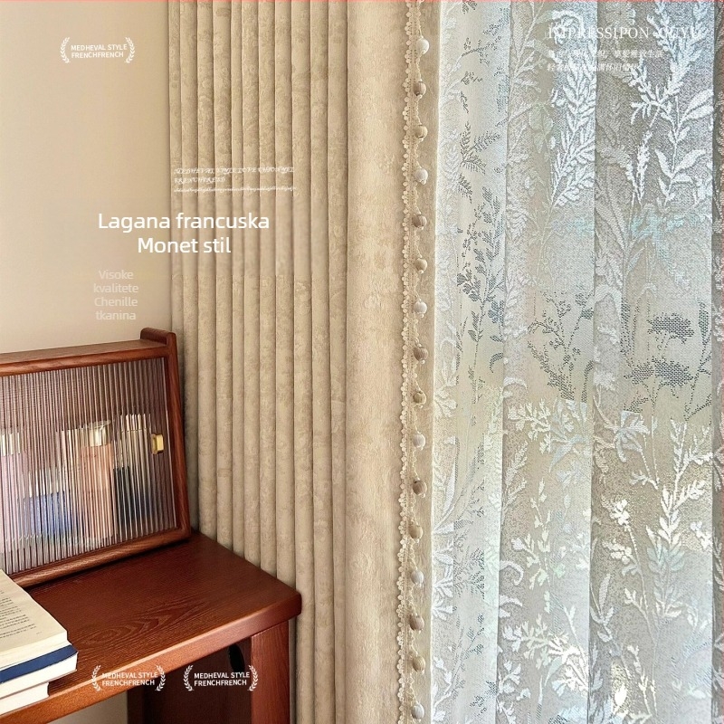 Morris Flower zavjese, Francuski stil za dnevni boravak i spavaću sobu, luksuzna poliester jacquard tkanina s visokim zatamnjenjem