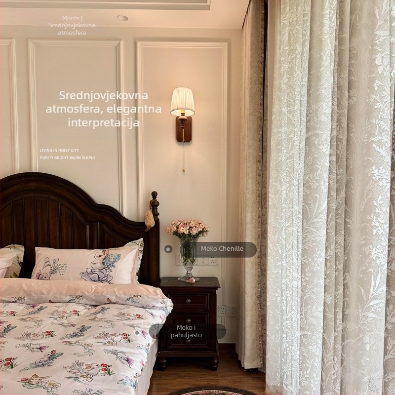 Morris Flower zavjese, Francuski stil za dnevni boravak i spavaću sobu, luksuzna poliester jacquard tkanina s visokim zatamnjenjem