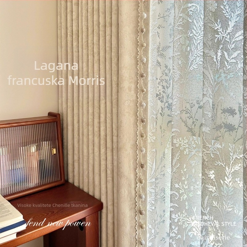 Morris Flower zavjese, Francuski stil za dnevni boravak i spavaću sobu, luksuzna poliester jacquard tkanina s visokim zatamnjenjem