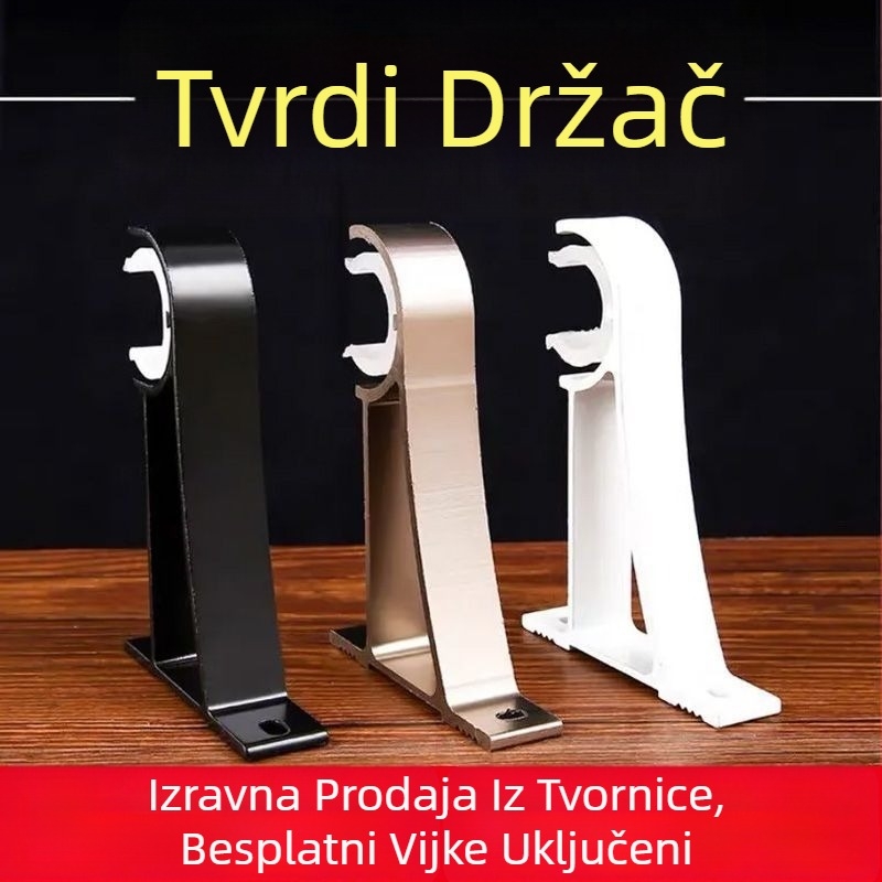 Aluminijski nosač zavjesa za rimski štap — baza, gornja ili bočna ugradnja na zid