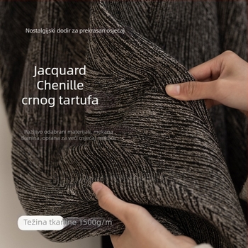 Jacquard zavjesa za potpuno zatamnjenje, poliester, zatamnjenje 90–100%, lagani luksuzni stil, pogodna za dnevni boravak, spavaću sobu, ured, balkon