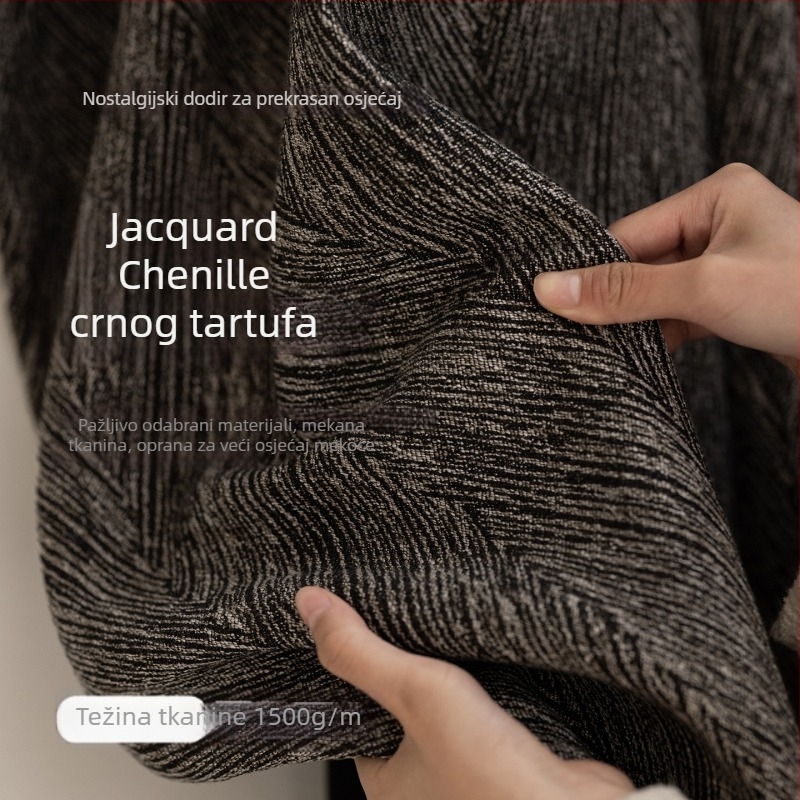 Jacquard zavjesa za potpuno zatamnjenje, poliester, zatamnjenje 90–100%, lagani luksuzni stil, pogodna za dnevni boravak, spavaću sobu, ured, balkon