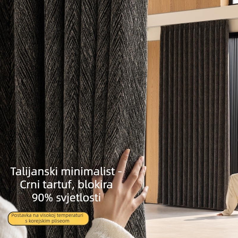 Jacquard zavjesa za potpuno zatamnjenje, poliester, zatamnjenje 90–100%, lagani luksuzni stil, pogodna za dnevni boravak, spavaću sobu, ured, balkon