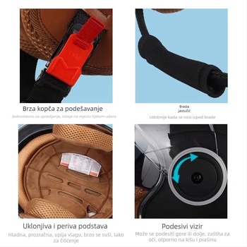 Kaciga za motocikl ili električno vozilo, prozračna, s dvostrukim vizirom, ABS materijal, 3C certifikacija, UV zaštita