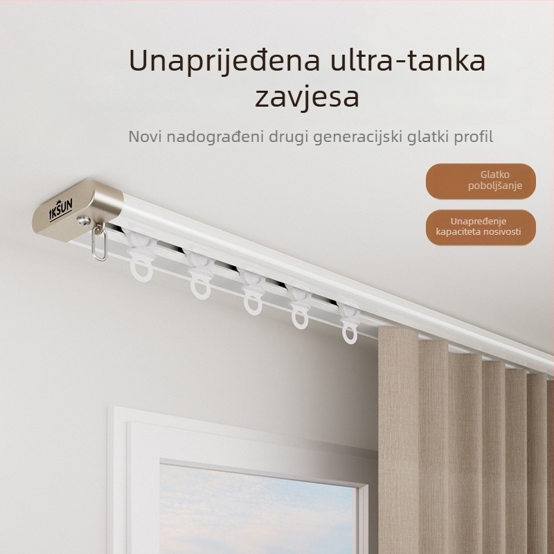 Wr826 ultra-tanka glatka zavjesna šina — aluminijska legura, tip: šina za zavjese, stil: moderni minimalistizam