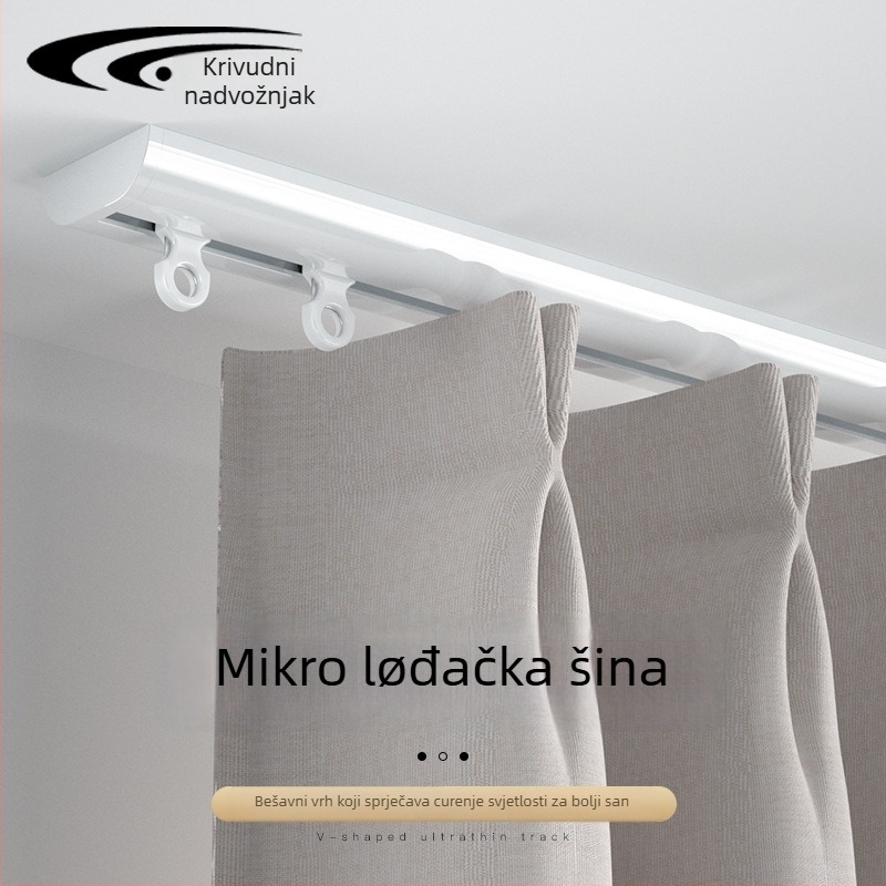 Skrivena tračnica za zavjese, aluminijska legura, model 261, za viseće zavjese, marka Curved Trails