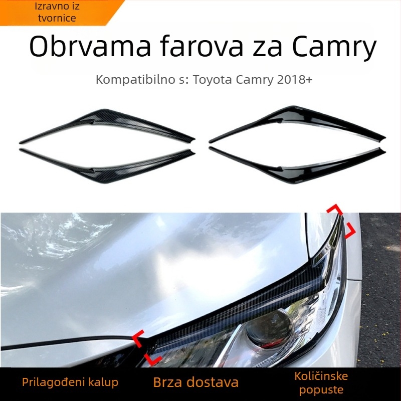 Decorativne naljepnice za obod farova za Toyota Camry 2018+; ABS materijal; mogućnost prilagođavanja; AMP-Z