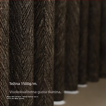 Prozorska zavjesa u talijanskom minimalističkom stilu s jacquard uzorkom riblje kosti, Chenille materijal, zatamnjivanje svjetla 71–90%, pogodna za kutne prozore i prozore od poda do stropa