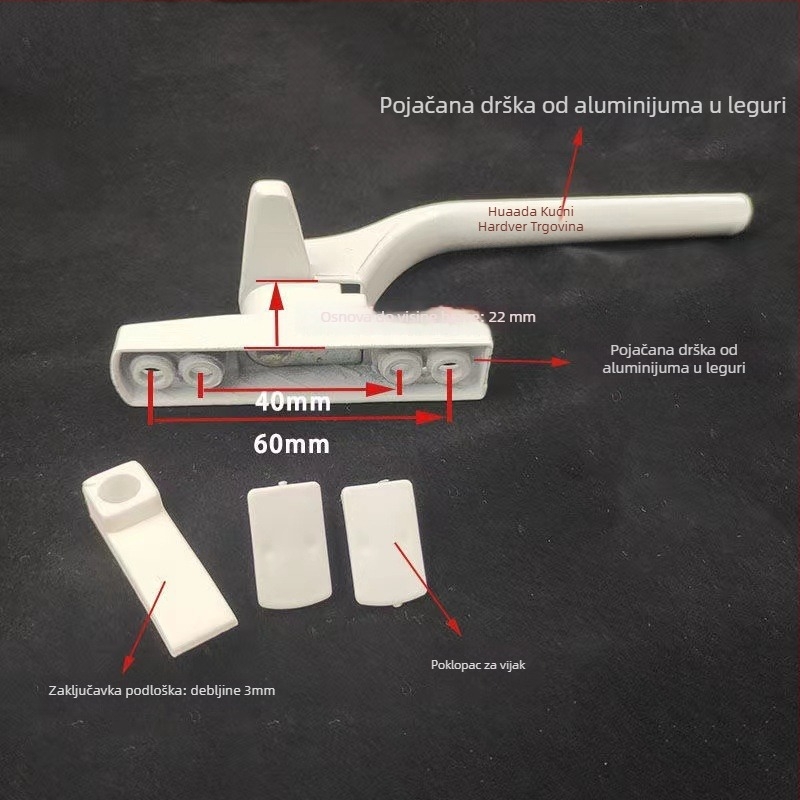 Debljana aluminijska kvaka za vrata i prozore, unutarnje i vanjsko otvaranje, moderni minimalistički dizajn