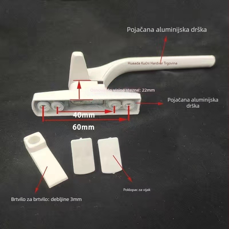 Debljana aluminijska kvaka za vrata i prozore, unutarnje i vanjsko otvaranje, moderni minimalistički dizajn