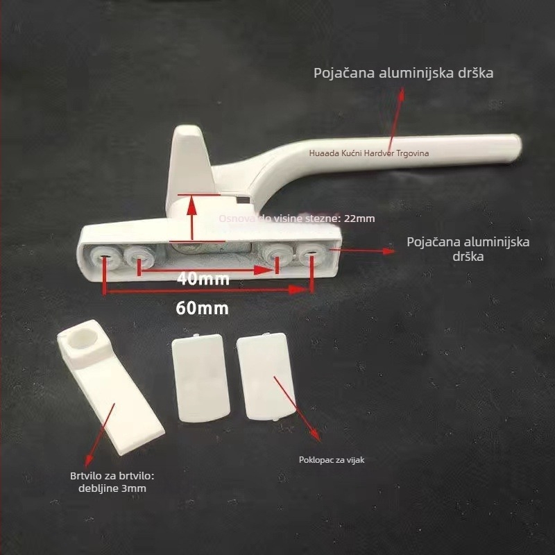 Debljana aluminijska kvaka za vrata i prozore, unutarnje i vanjsko otvaranje, moderni minimalistički dizajn