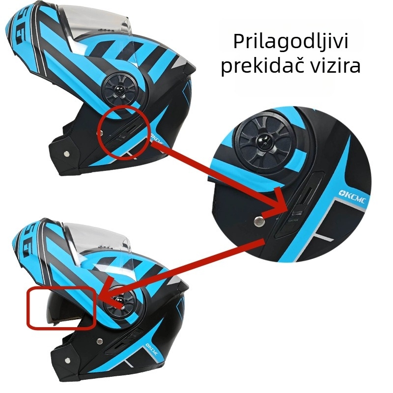 Kaciga za cijelo lice s dvostrukim lećama - ABS materijal; Za odrasle; Cjelogodišnja uporaba; Za svakodnevni prijevoz električnim vozilima