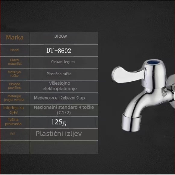Ventil za perilicu rublja, zidni, bakreni materijal, brzo otvaranje (Radna temperatura: 50°C; Nazivni tlak: do 1,0 MPa; Materijal: bakar; Jezgro ventila: bakreno)