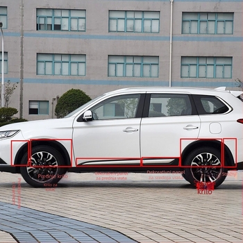 Outlander dekorativni paneli za lukove kotača, prednji i stražnji branik – elektroplatirane trake protiv ogrebotina (Model: Outlander; Brand: Mitsubishi; Materijal: Other; Obrada: Ne)