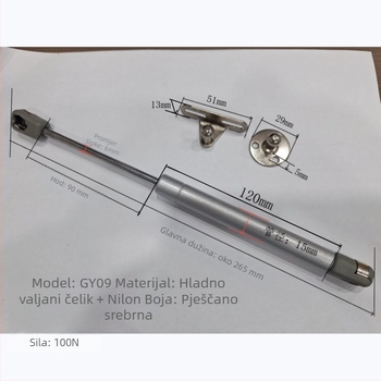 GY09 Pneumatska plinska amortizacija za vrata i ladice namještaja | Materijal: hladno valjani čelik + najlon | Brand Golden Handle | Moderna minimalistička stil | za vrata i ladice namještaja