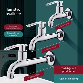 Slavina za servisnu drez, kromirana, djelomično bakrena, spiralno otvaranje, keramički disk ventil, spoj s jednim priključkom