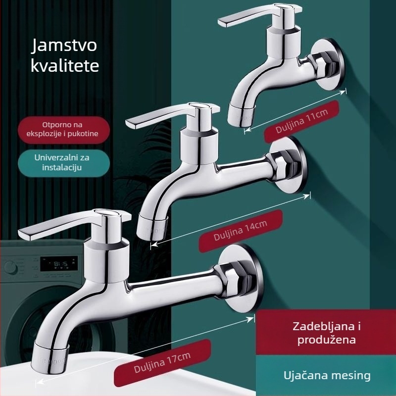 Slavina za servisnu drez, kromirana, djelomično bakrena, spiralno otvaranje, keramički disk ventil, spoj s jednim priključkom