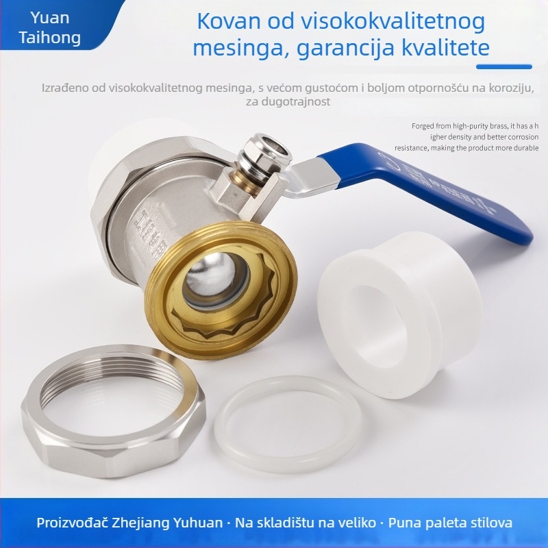 Kuglični ventil od mesinga PPR, dvostruka glava spoja, čvrsta konstrukcija, ručno upravljanje, za toplu i hladnu vodu, industrijska klasa, PPR25 mesing brzo otvaranje, PPR32 dvostruka glava, PPR20 dvostruko zavarivanje