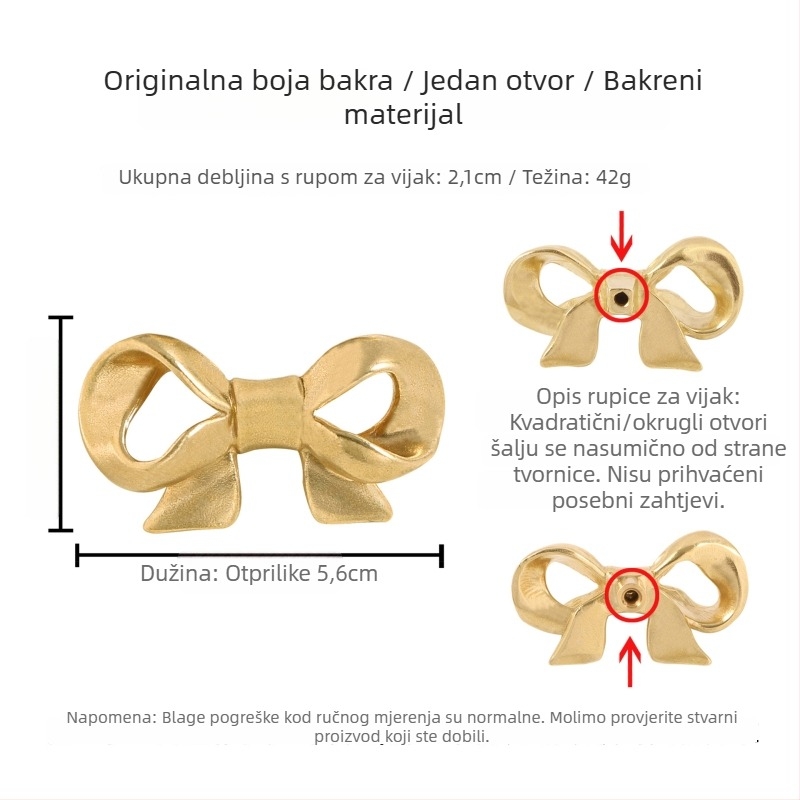 Drška za vrata ormarića, bakar, lijevano, površinska montaža, model TBS005