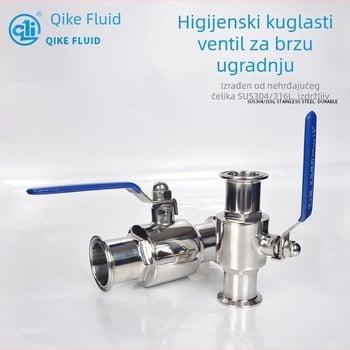 304 nehrđajući čelik higijenskog razreda kuglasti ventil, 316L brzi spoj, prehrambena kvaliteta, pravolinijski protok