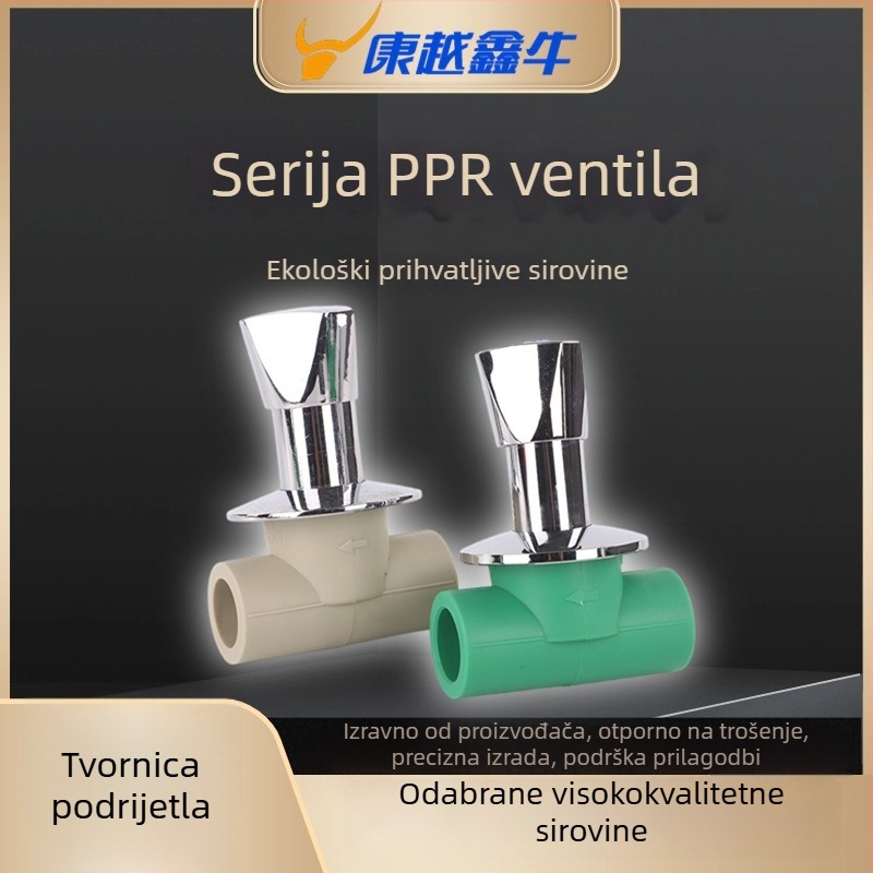 PPR kuglasti ventil – hidraulički pogon, fiksna konstrukcija, za vodu, kuglastog tipa, marka Kang Yuexin Cattle