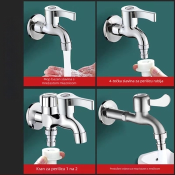 Kran za perilicu rublja za kućnu upotrebu, ugrađen u zid, bakarno legura, keramički disk ventil, samo hladna voda, elektroplatirani završni sloj