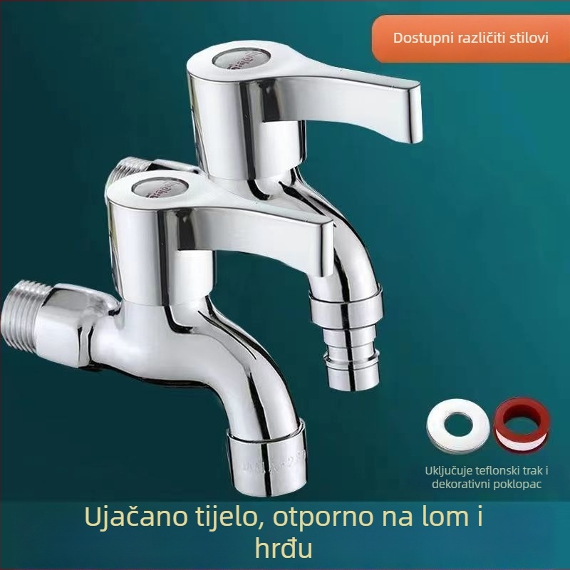 Kran za perilicu rublja za kućnu upotrebu, ugrađen u zid, bakarno legura, keramički disk ventil, samo hladna voda, elektroplatirani završni sloj